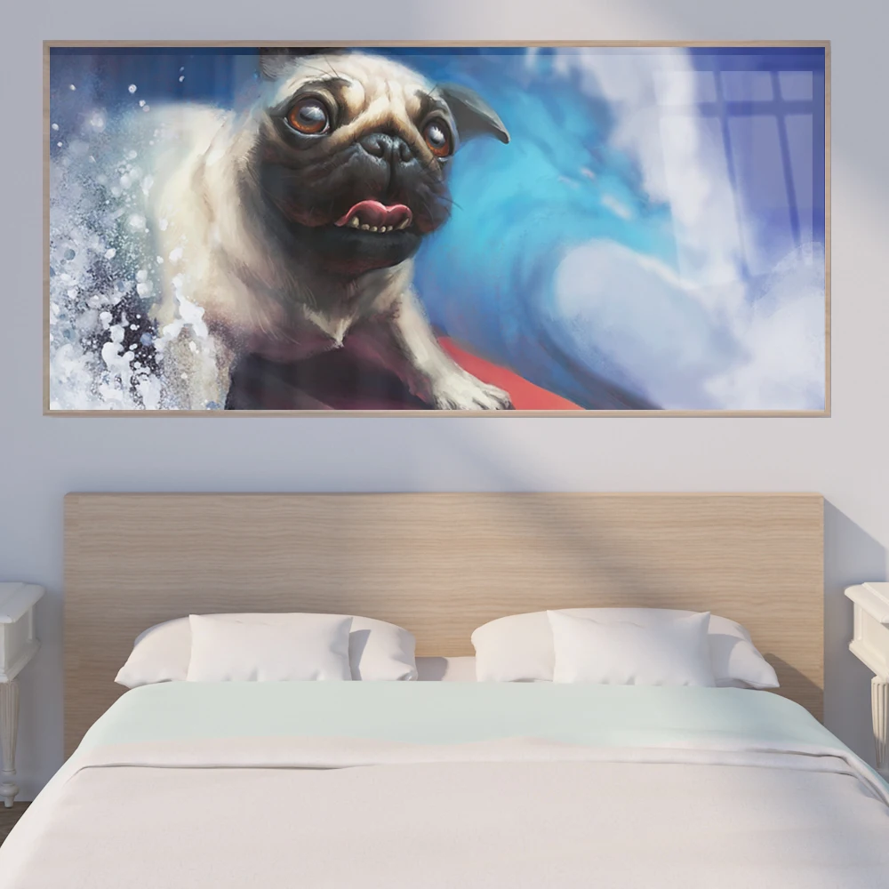

Animal oil painting pet dog little suckling dog canvas painting office living room corridor home decoration mural