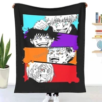 jujutsu kaisen team anime fighting simulator codes throw blanket winter flannel bedspreads bed sheets blankets on cars and