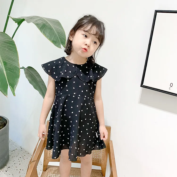 

Новинка лета 2020, платье для девочек, шифоновое платье в Корейском стиле для маленьких девочек с гофрированным воротником, платье принцессы ...