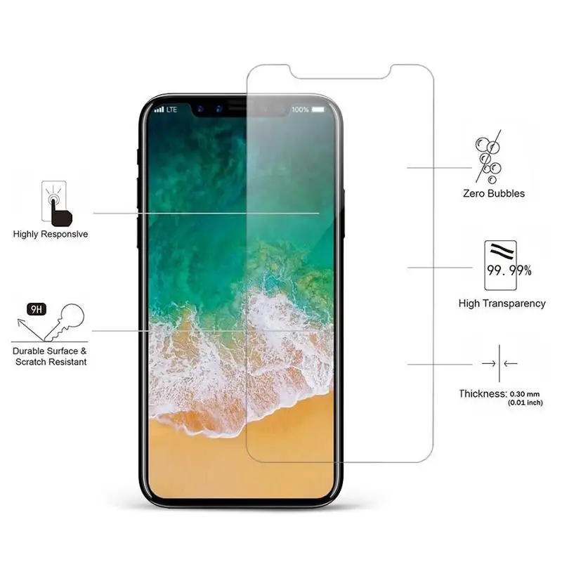 9H защитная пленка Закаленное стекло для iphone 7 6 6s 8 Plus X XS MAX XR Utra thin защита экрана iPhone