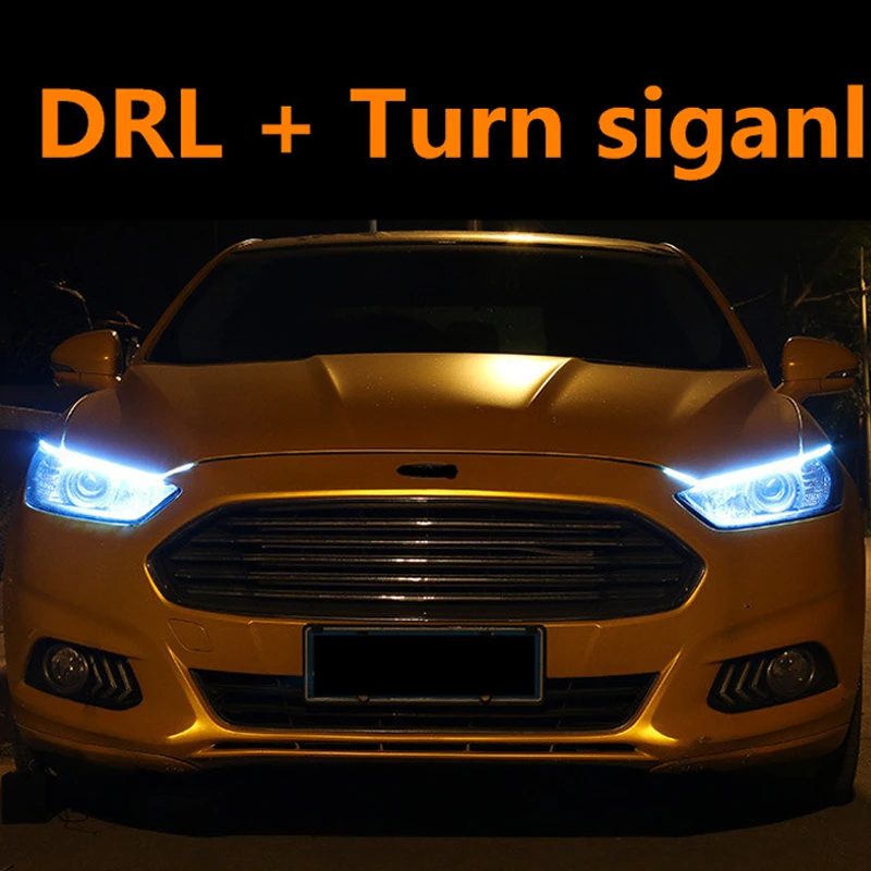2 шт. автомобильный 60 см DRL ходовой сигнал поворота angel eye белый желтый