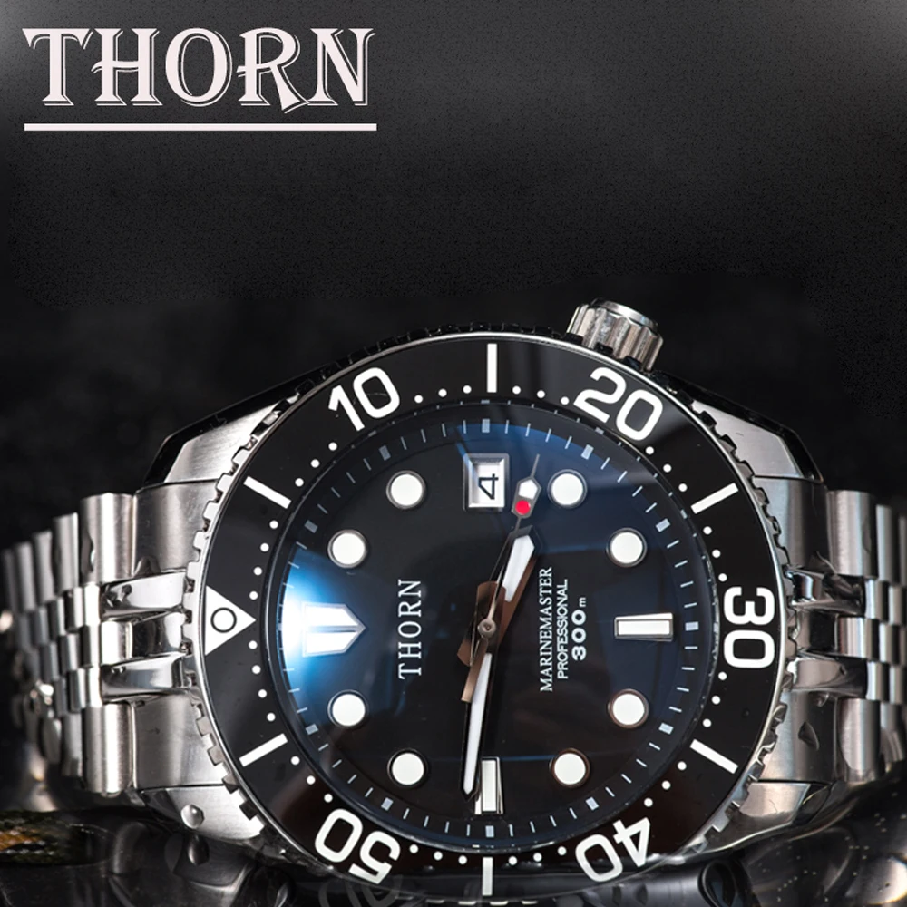 Автоматические механические наручные часы THORN большого размера с механизмом NH35 для дайвинга мужской водный призрак серии спорт и досуг, водонепроницаемость до 300 метров.