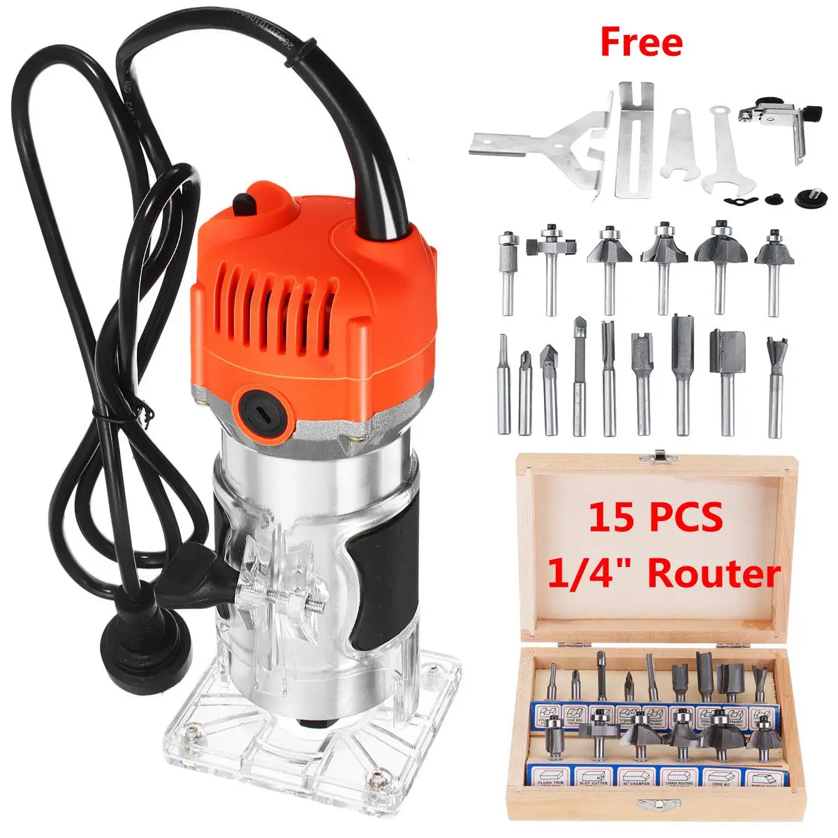 

2300W 45000rpm Wood Electric Trimmer Woodworking Trimming Tool Wood Laminate Palm Router Wood Milling Engraving Slotting Machine