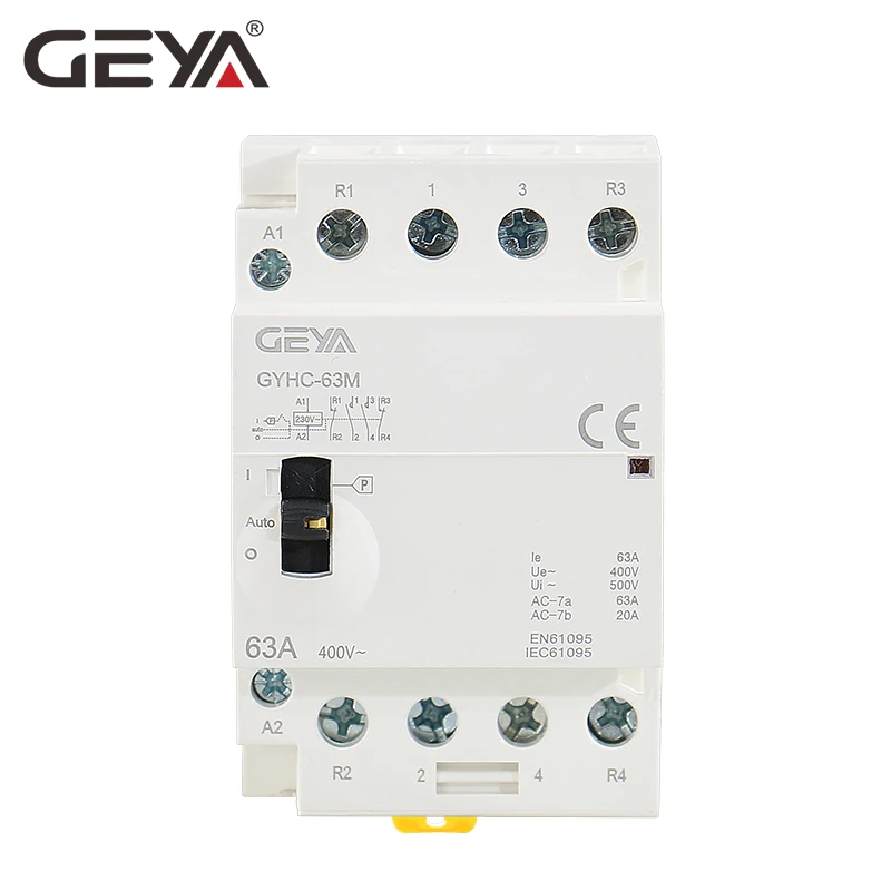 Бесплатная доставка ручной контактор GEYA 4P 40a 63a 2NO2NC или 4NO 220V Din rail бытовой