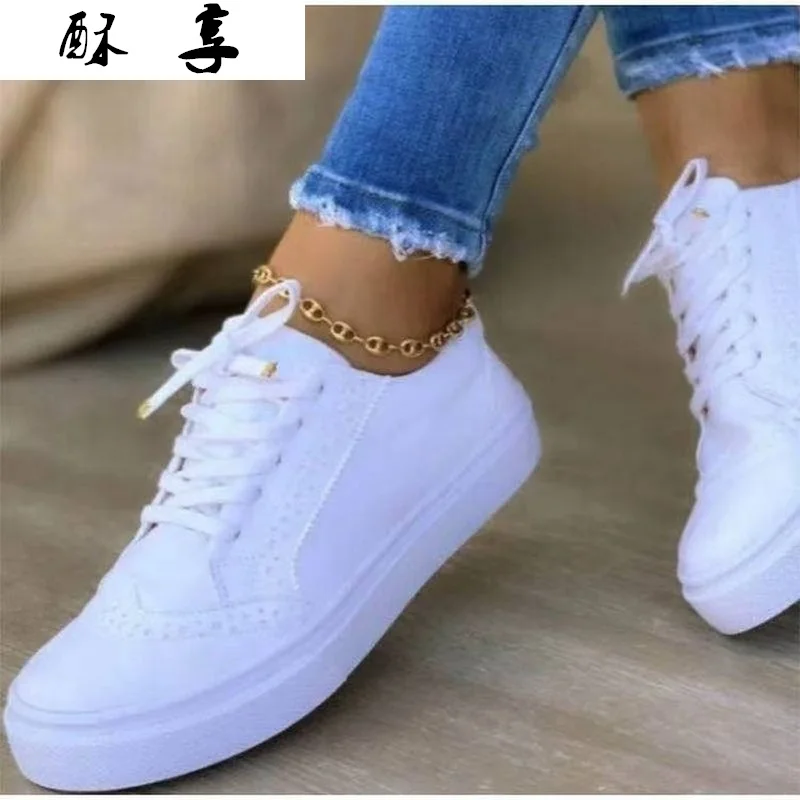 

Women's Flat Canvas Shoes 2021 Spring Women Shoes Lace Up Women Casual Shoes Fashion Comfortable Low Heel Round Head Sneakers