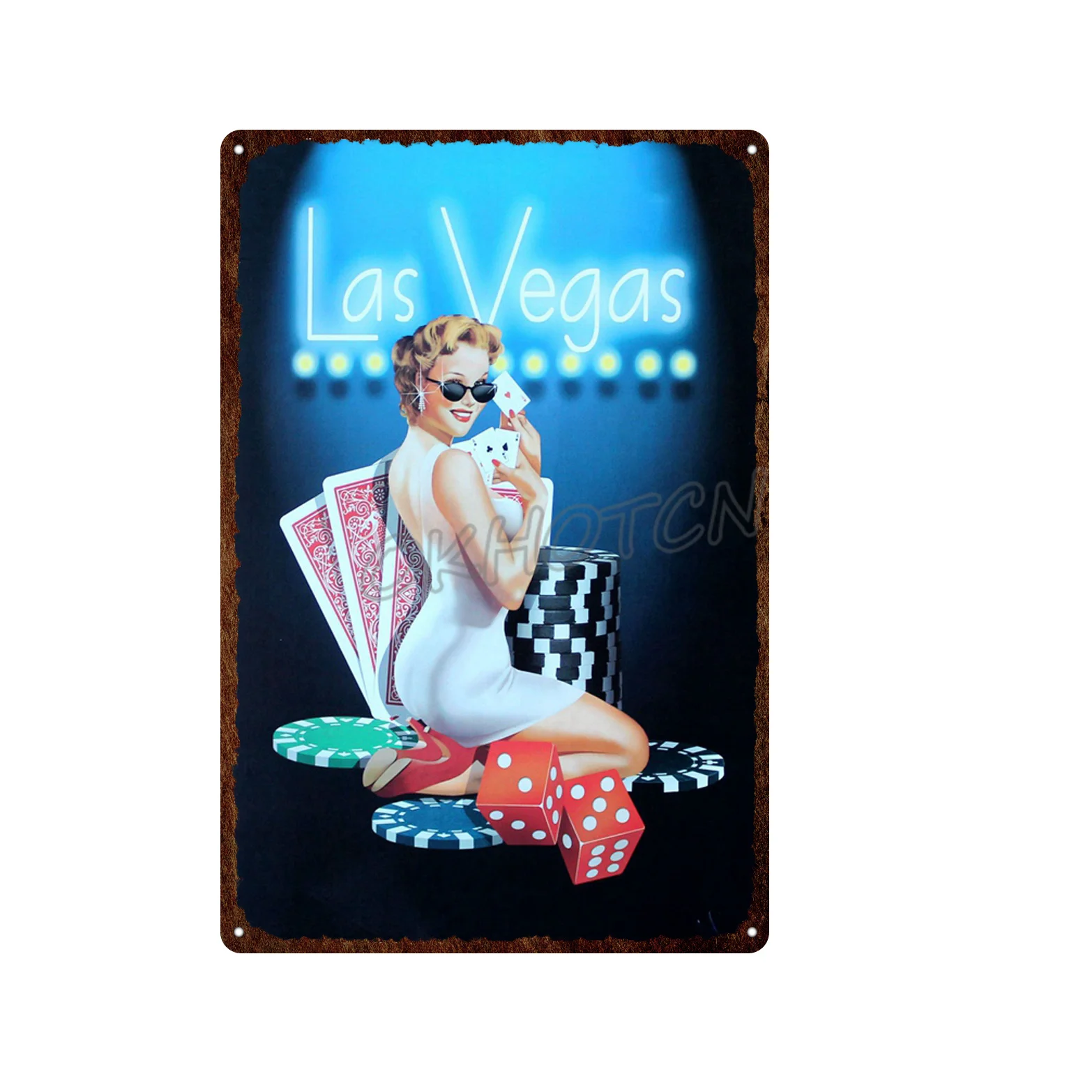 

Retro Tin Painting Decoration Poster Playing Cards Sexy Beauty Bar Club Decoration Tin Painting American Metal Wall Painting