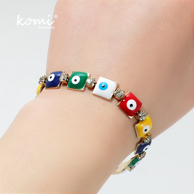 Коми Бохо модные глаза сглаза браслет Красочные капли Стразы Кристалл Сплав