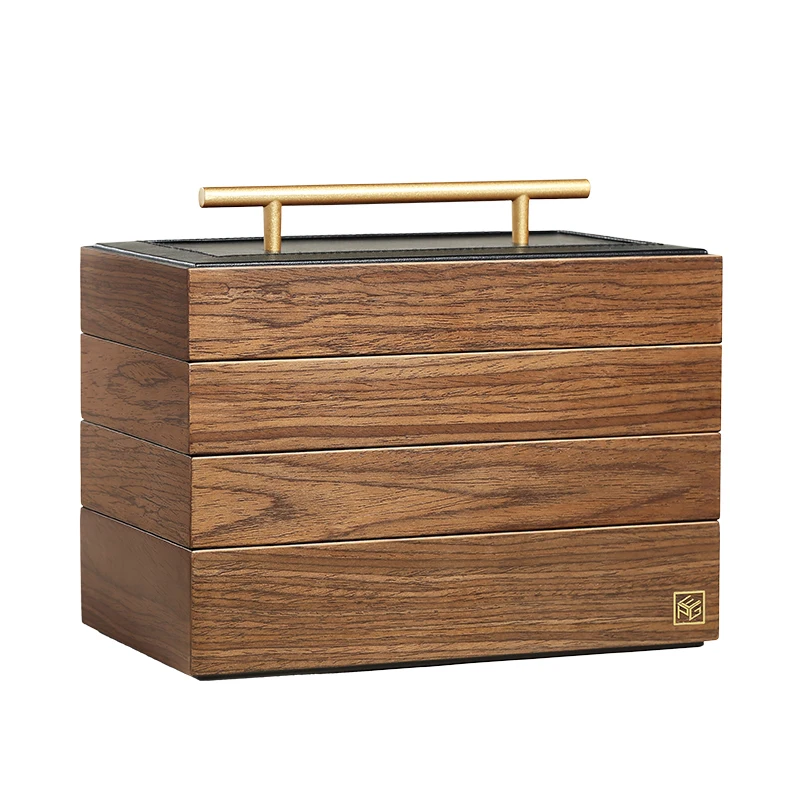 

Simple solid wood dustproof jewelry box earrings necklace ring storage box pearl treasure box
