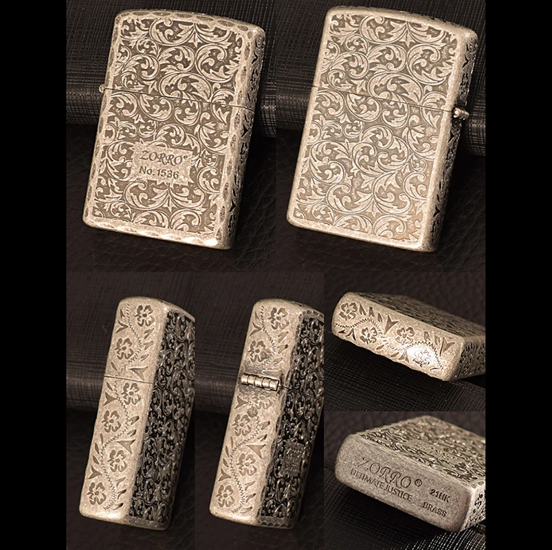 Зажигалка керосиновая Зорро кружевной травяной узор пятисторонняя гравировка