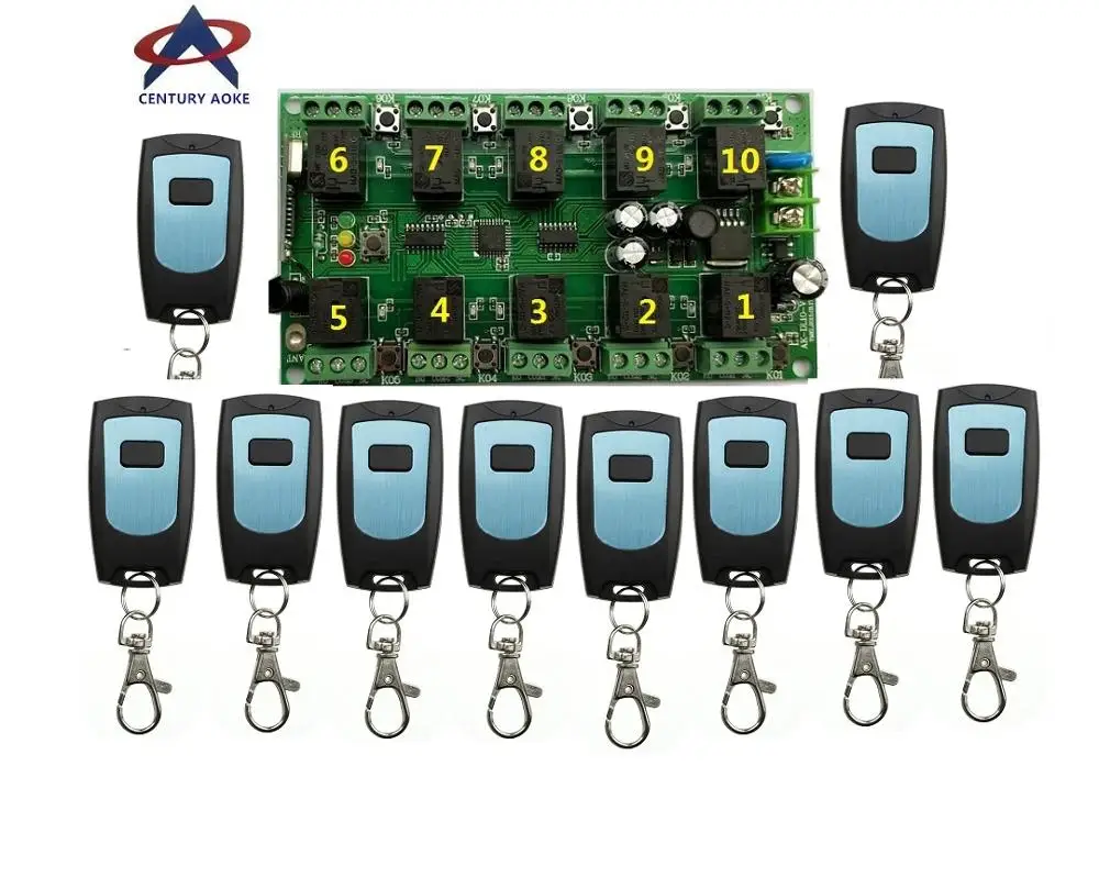DC12V 10CH 10A RF беспроводной переключатель системы дистанционного управления 315/433. 92