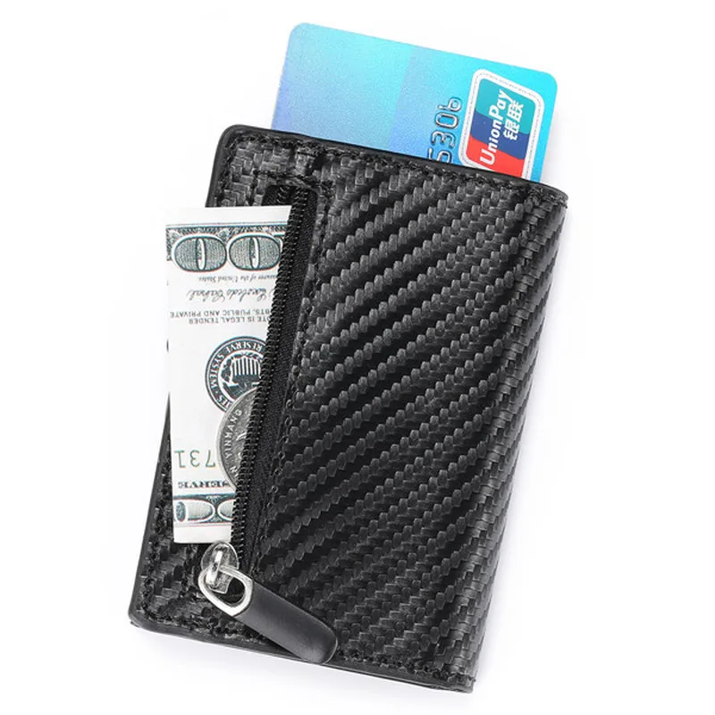 RFID Carbon Fiber Wallet PU Leather Card Case Single Box Smart Credit Holder 2019 New Arrival Coin Purse | Багаж и сумки