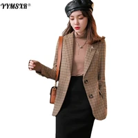 s 4xl womens autumn and winter office suit high quality 2022 new temperament single breasted plaid ladies jacket