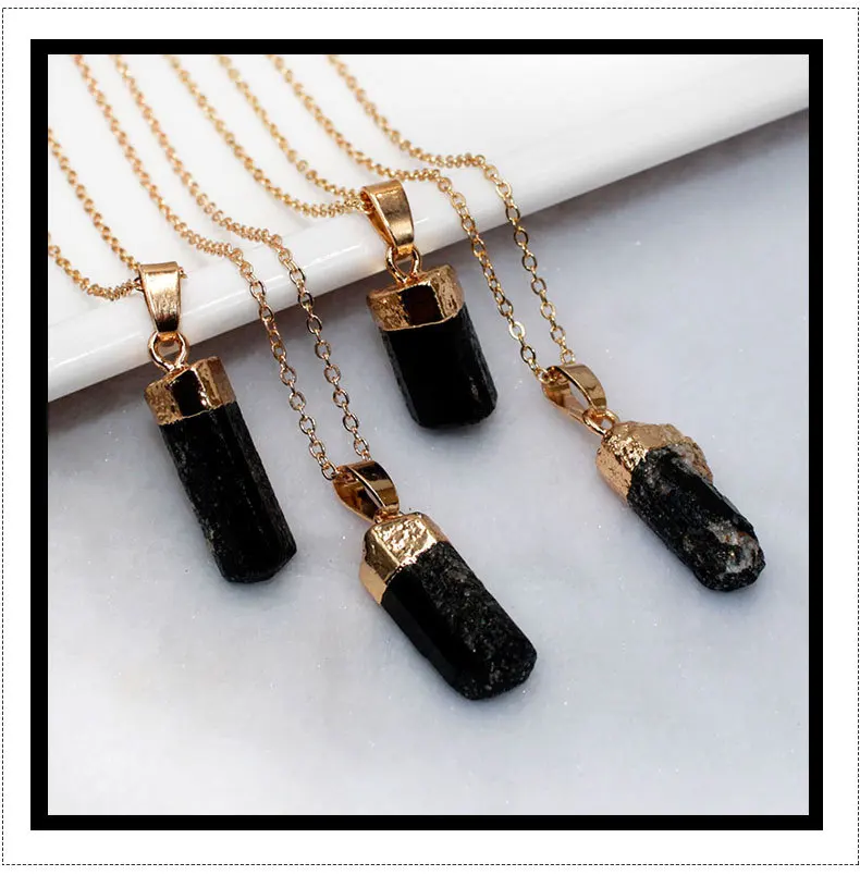 Черный турмалиновый кулон натуральный черный турмалин необработанный