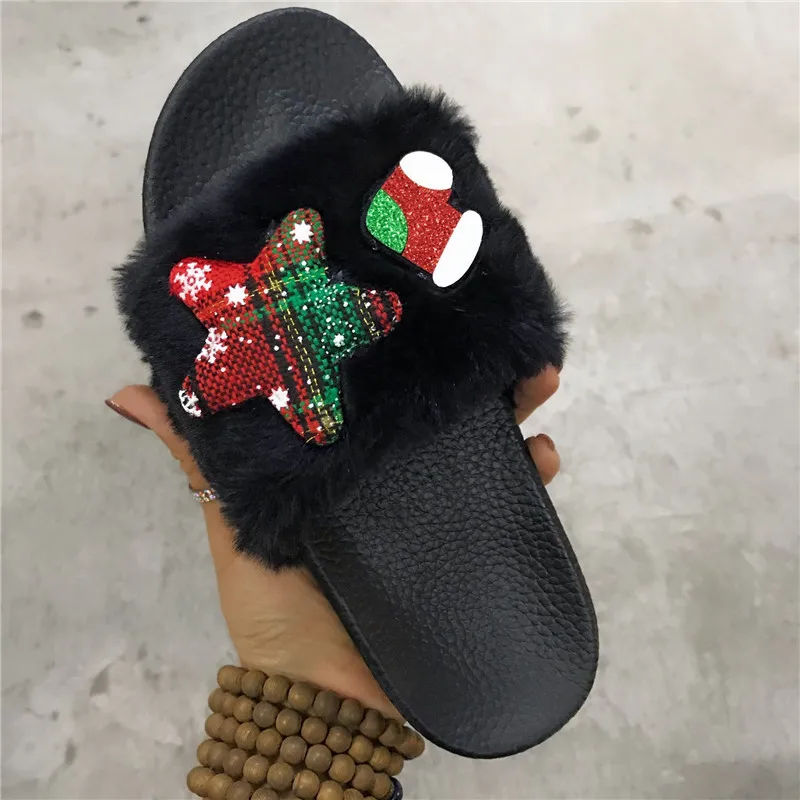 Рождественский подарок женские домашние тапочки обувь с искусственным мехом