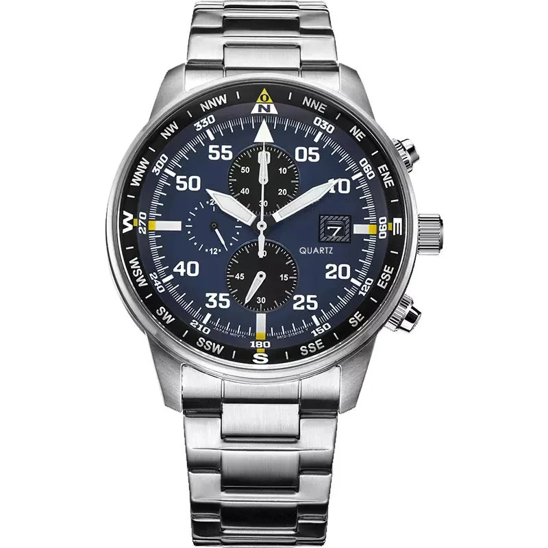 

2021 Men Watch Luxury Quartz Watches Men Diameter 44mm Original Stainless Steel Waterproof Watch Single Folding Clasp Wristwatch