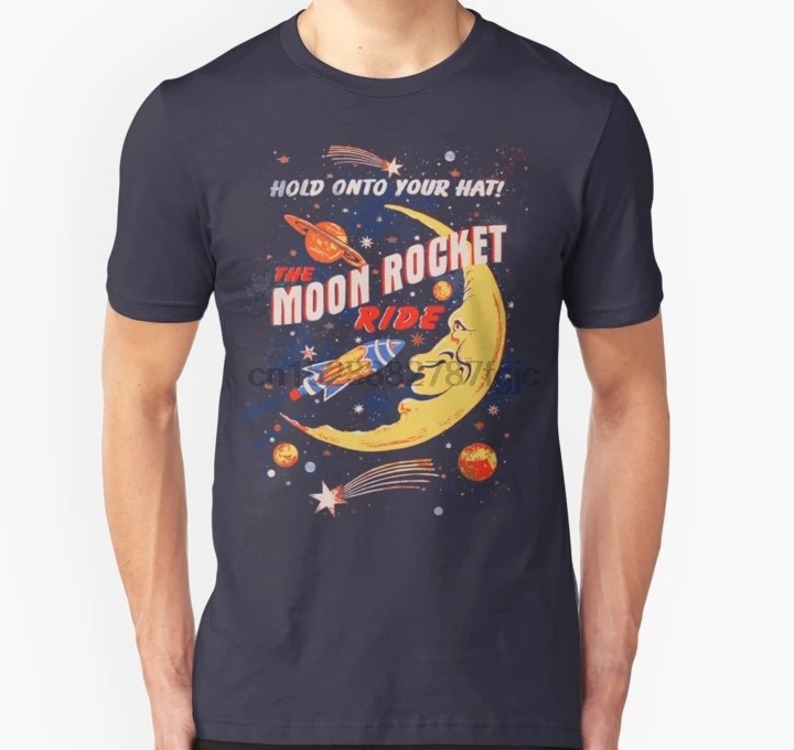 Мужская футболка Rocket Moon Ride (Винтаж) унисекс wo тройники топ|Мужские футболки| |