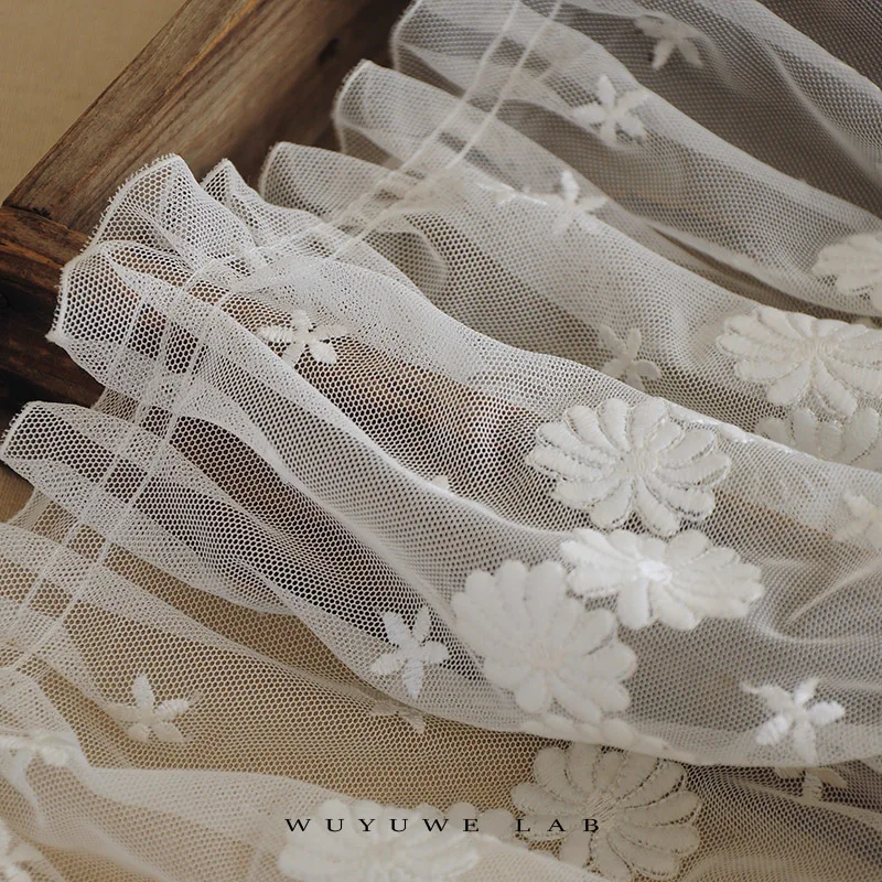 Газовое двустороннее кружевное платье принцессы с хризантемой цвета слоновой