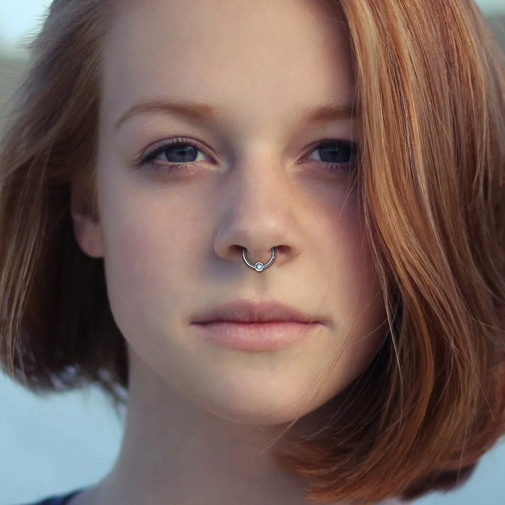 1 шт. стальная Опаловая перегородка для носа кольцо с кристаллами | Украшения и