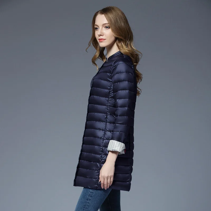 Новый стиль маленький пуховик с воротником стойкой Женский однобортный