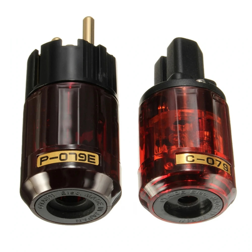 Hi Fi Oyaide C 079 P 079e Schuko ЕВРОПА ЕС Мощность штекер 24k позолоченные IEC аудио разъем папа