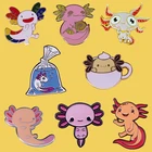 Мультяшная Axolotl Волшебная эмалированная брошь в виде морского существа заколки Значки для лацканов Броши из сплава металла модные ювелирные изделия аксессуары Подарки