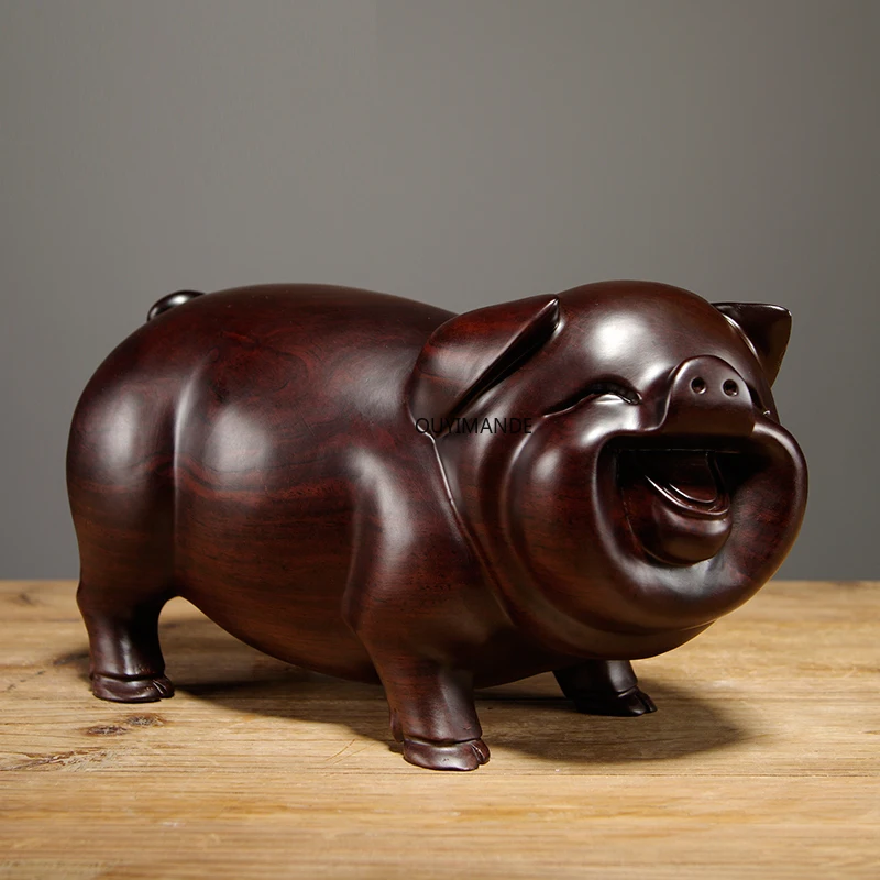 Китайский резьба по дереву свинья украшения из массива дерева животных