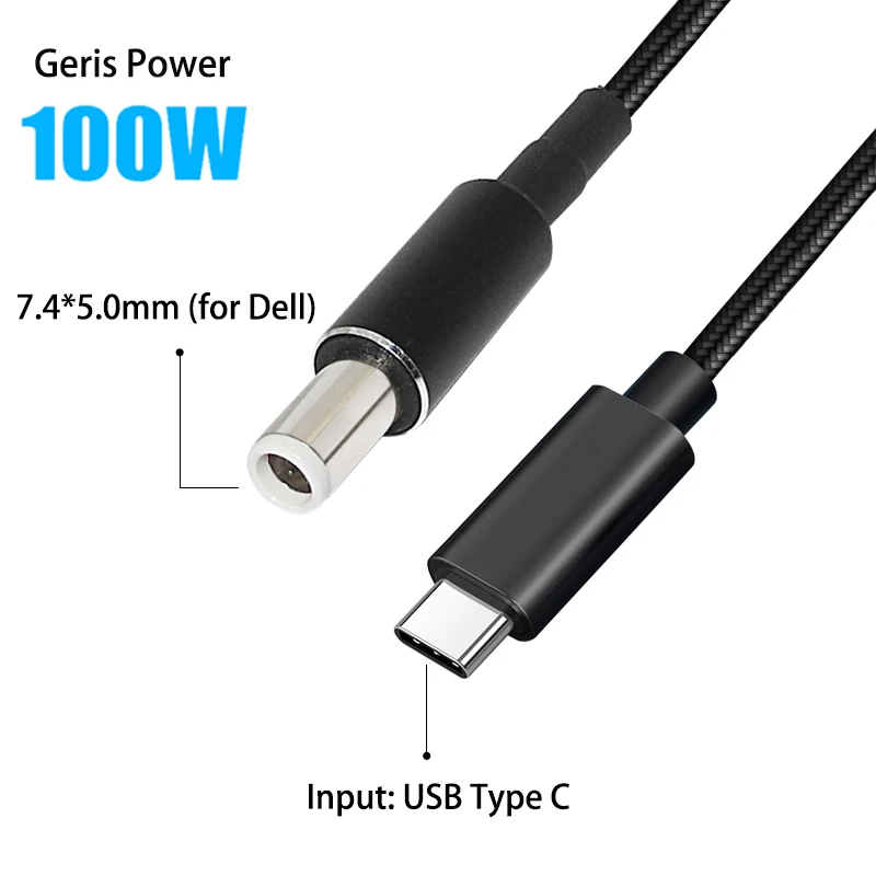 

100W Cable USB Type C to 7.4*5.0mm Dc Jack Laptop Charger Connector Converter for Dell Latitude E6320 E6330 E6400 E6430 E6410