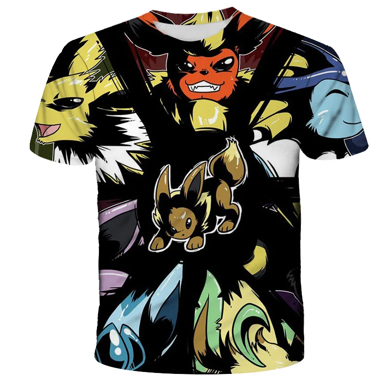 

Summer Pikachu Children's T-shirt Casual Boy Girls Kids T-shirts Short Sleeve Funny 3D Popular Fashion New 4-14y Short sleeve