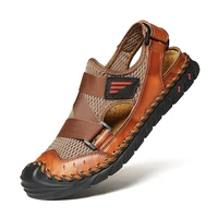 new bigger size man sandals leather shoes plus size men casual beach sandals shoe sandals men male slipper zapatos hombre38 47