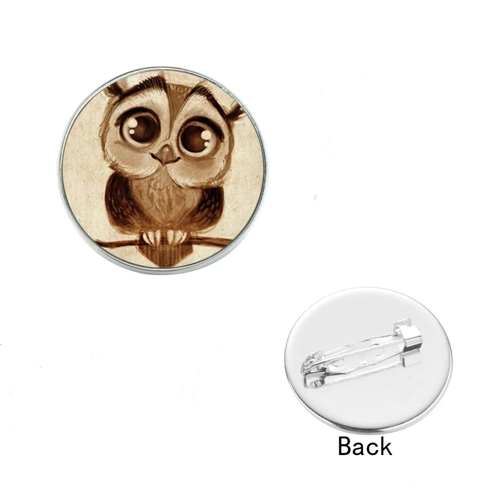 Металлическая брошь в виде совы с большими глазами животные мультяшная птица