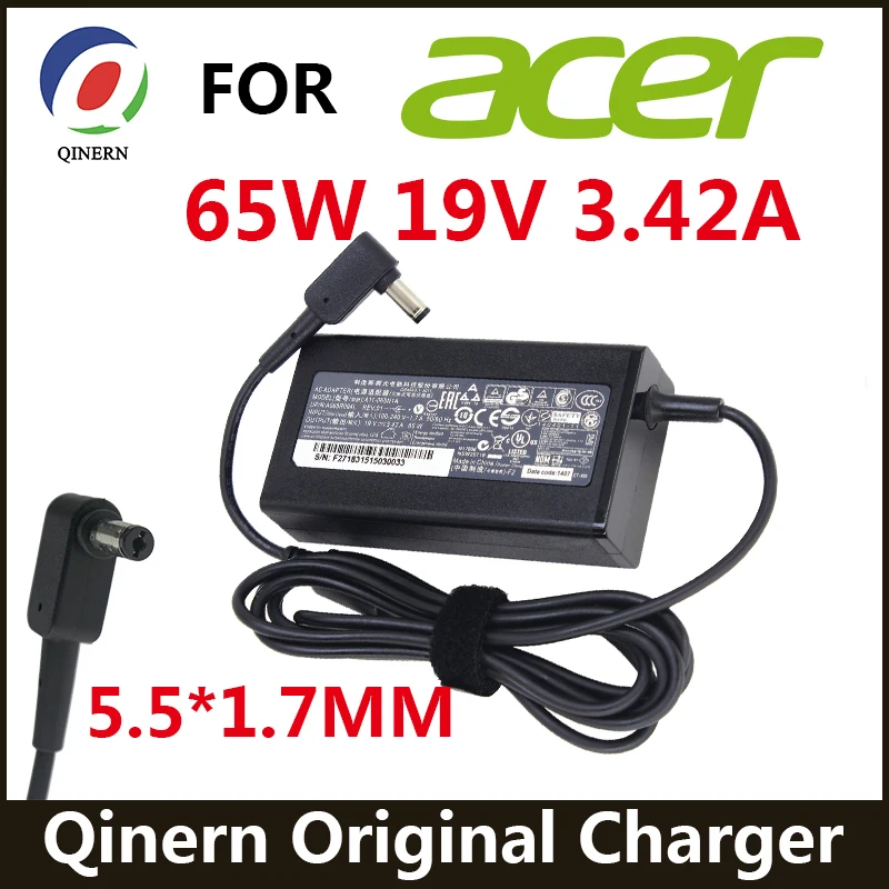Оригинальный 19V 3.42A 65W адаптер переменного тока зарядное устройство для Acer Aspire 5315