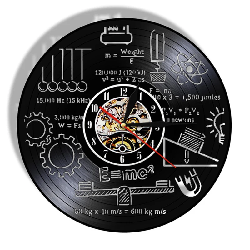 

Часы с записью на тему науки, физика E = mc2, теория релятивности, виниловая пластина, настенные часы для учителей, классных классов, художестве...
