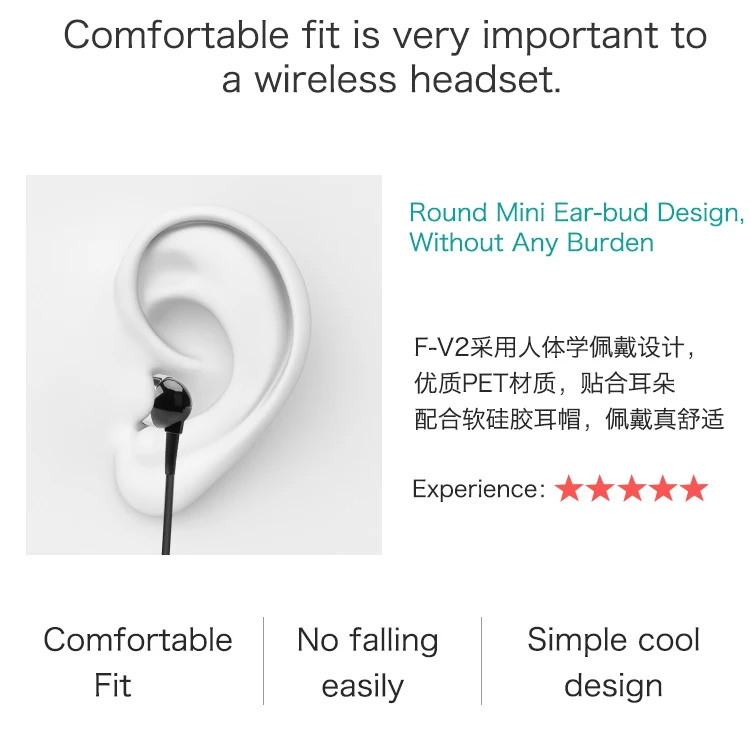 FINEBLUE F-V2 беспроводные наушники Bluetooth Handsfree наушники гарнитура звонки напоминают о цифрах носить пульт на прищепке для телефона с микрофоном