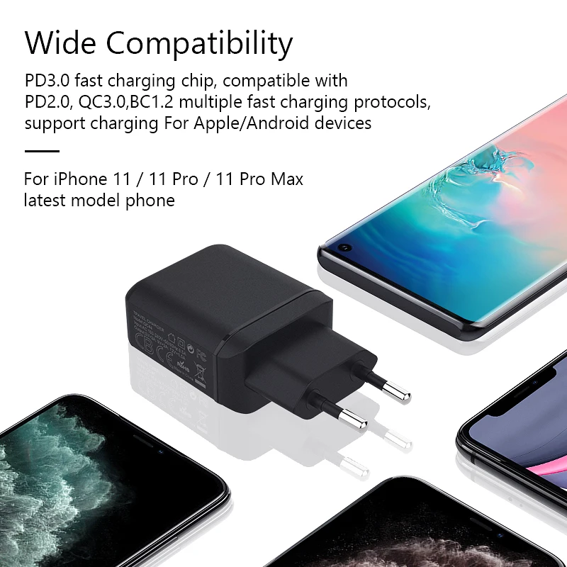 EKSPRAD для iPhone 11 Pro PD зарядное устройство 18 Вт USB C PD3.0 QC3.0 быстрое с кабелем ipad Phone