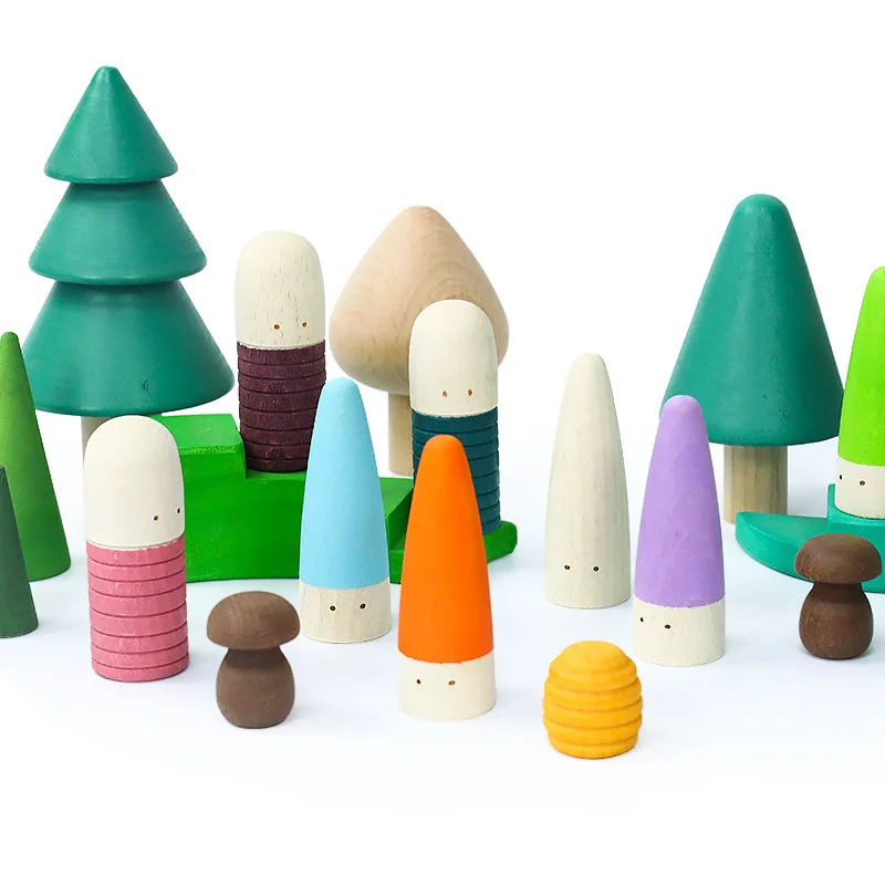 

Wooden Rainbow Blocks Nordic Style Thumb Rainbow Man Forest Trees Indoor Decoration Child Scenario Building Blocks Toys for Kids