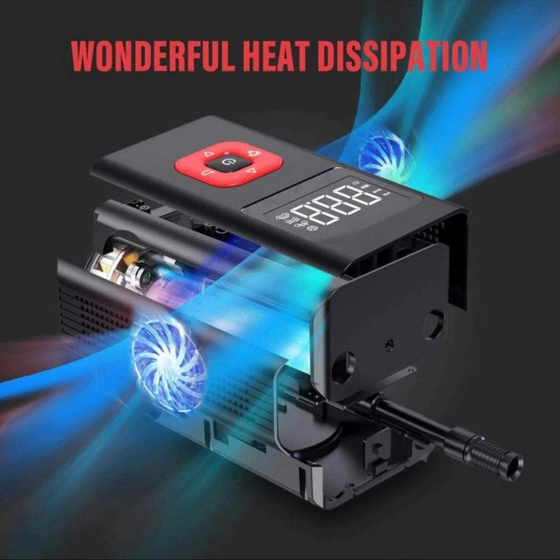 

Portable Tire Inflator Car Air Pump Compressor Electric Tire Pressure Tester with Wireless Reverse Charging