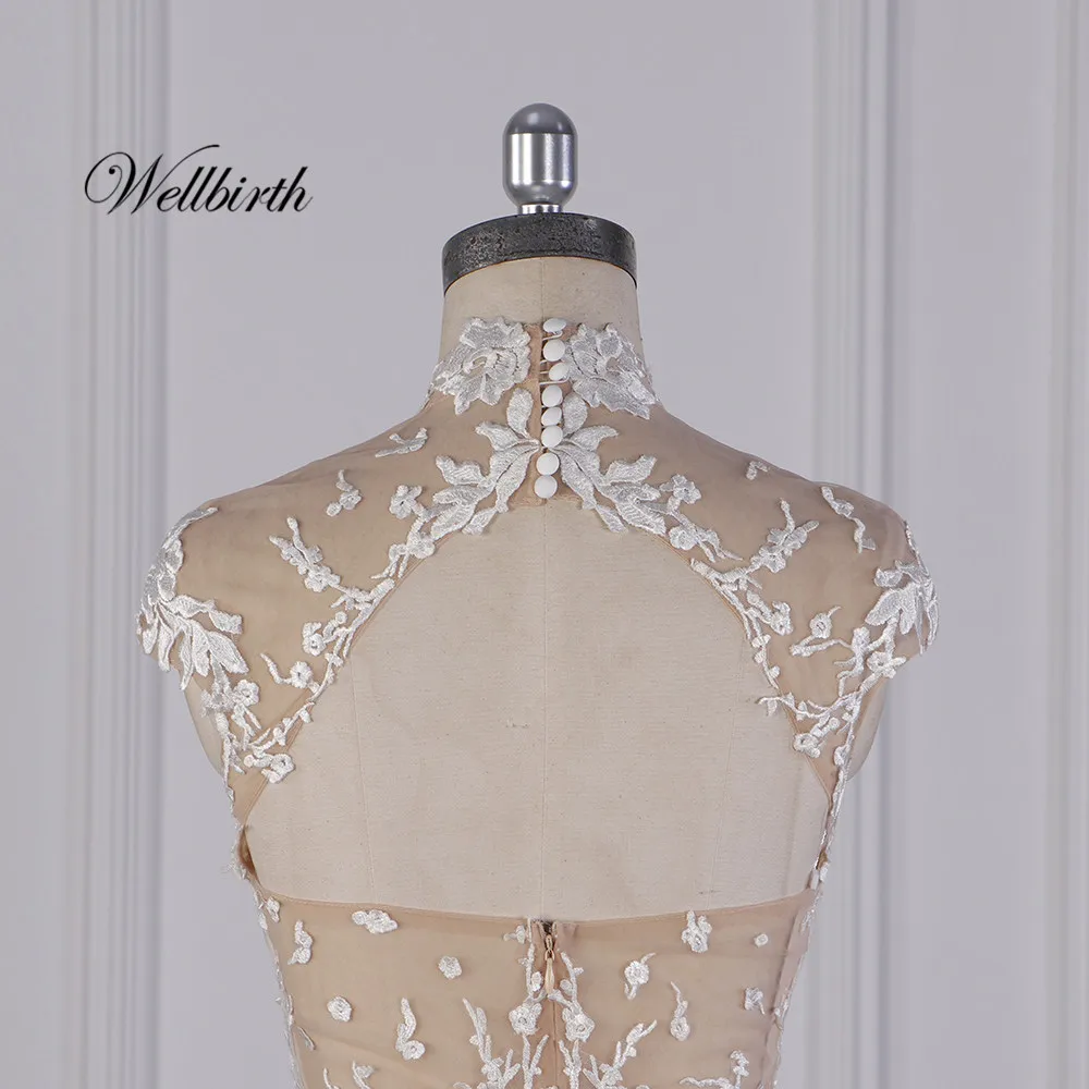100% реальное изображение Wellbirth Vestido de novia милое tull молния сзади Русалка свадебное