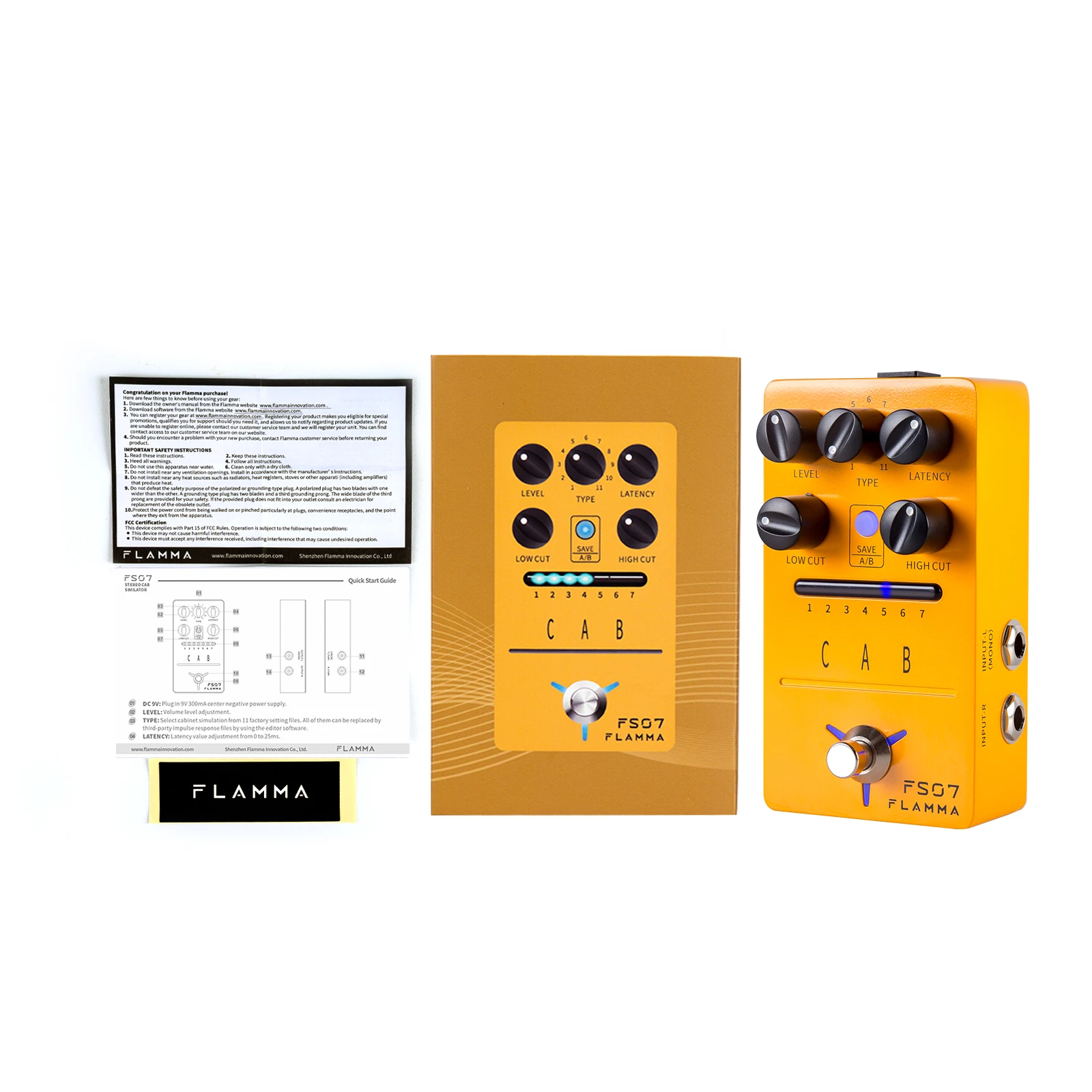 FLAMMA FS07 IR Cabinet Simulation Pedal Cab Simulation Guitar Effects Pedal  Impuse Response Loader 7 Presets 11 Factory IR enlarge