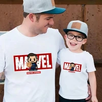 summer new family matching outfits father son daughter t shirt harajuku marvel short sleeve tops super hero tshirts casual white
