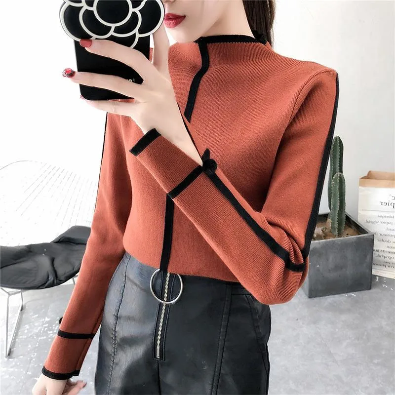 

Fashion Women Blouses Blusas 2021 Korean Style Turtleneck Tight Pullovers Long Sleeve Shirts Soft Female Slim Fit Blouse #5972