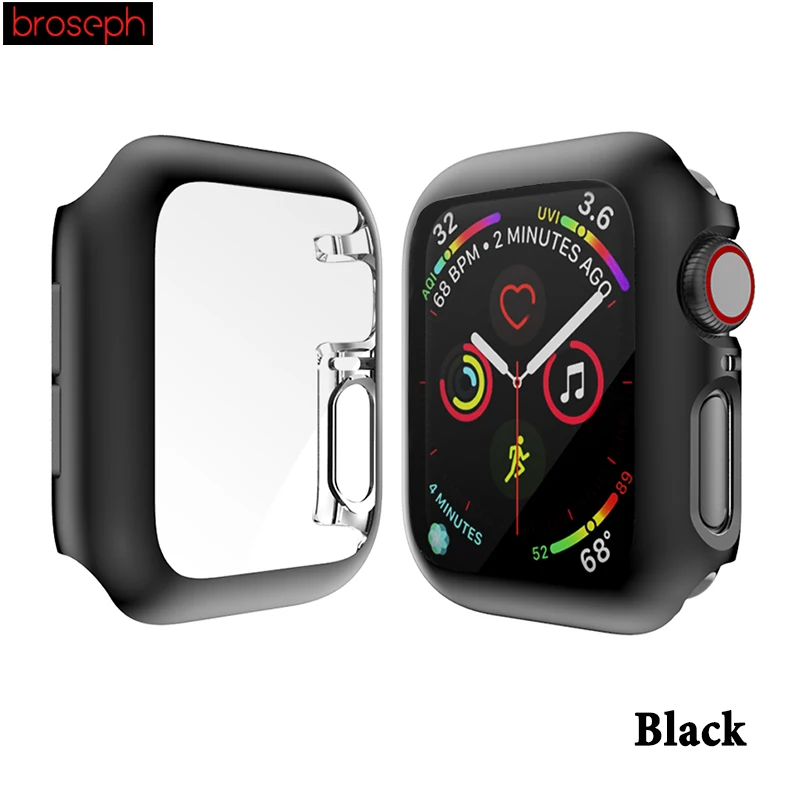 Black Чехол для экрана для Apple Watch Band Series 4 iWatch Band 44 мм 40 мм покрытие полное покрытие корпус бампер часы аксессуары - Цвет: Black