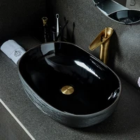 new black brushed glazed above counter basin ceramic bathroom wash basin retro artist above counter basin