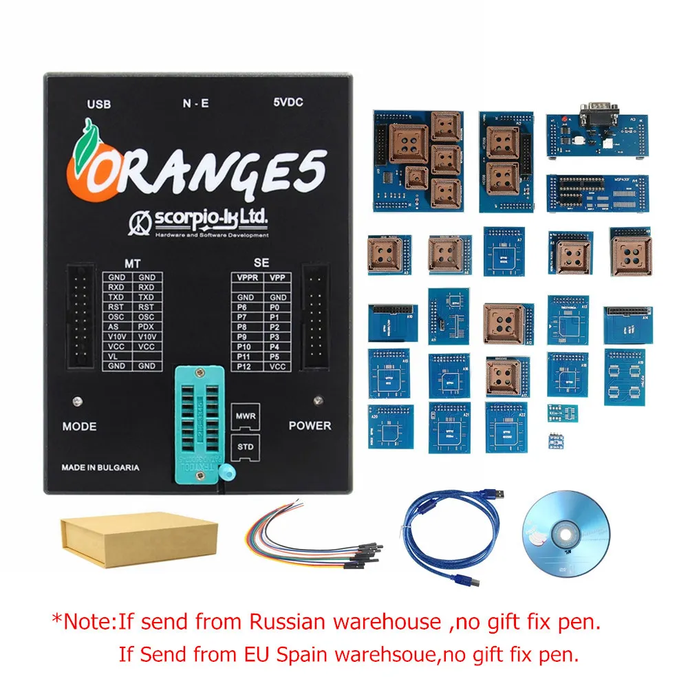 OEM оранжевый 5 Prgrammer полный адаптер с английским/русским Orange5 ECU Progamming V1.34 Улучшенная функция программного обеспечения - Цвет: Full Set