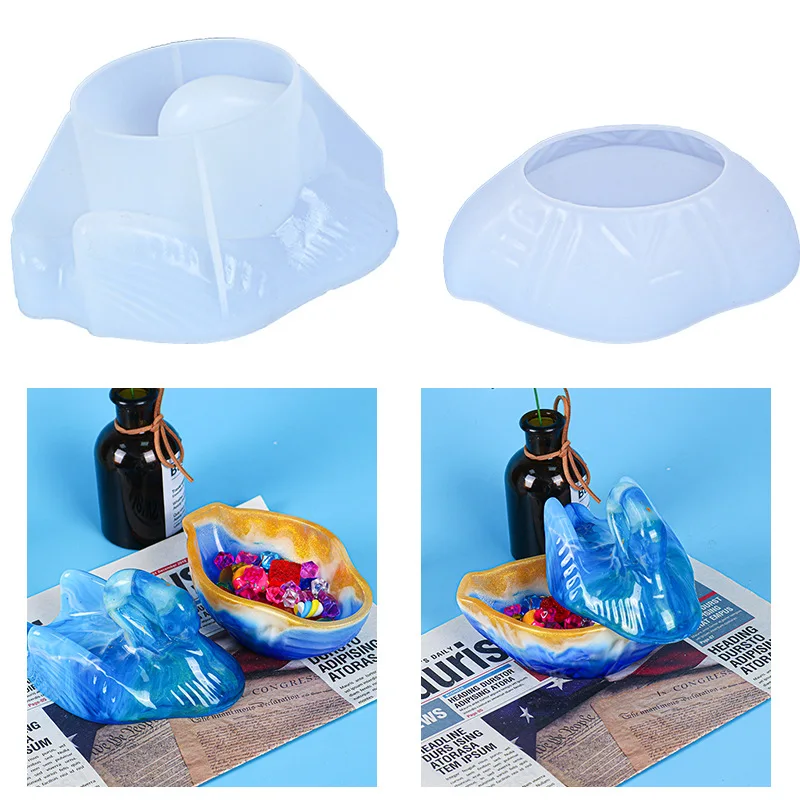 

Жемчужная раковина Форма коробка прессформы чехол смолы формы раковины контейнер, силиконовая форма с изображением героев мультфильма «сд...