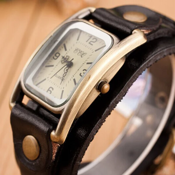 Женские Модные кварцевые часы в стиле панк винтажные Элегантные женские кожаные