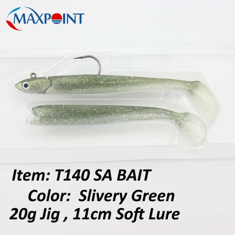 T140SGREEN 11 см набор рыболовных приманок с качающимся хвостом Sayori 140 с 20 г джиг голова каяк мягкие приманки Inshore рыболовные приманки гибкие виниловые - Цвет: T140SGREEN