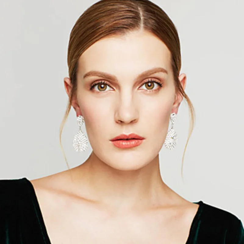 Модные свадебные серьги TREAZY в форме капли с кристаллами висячие для женщин