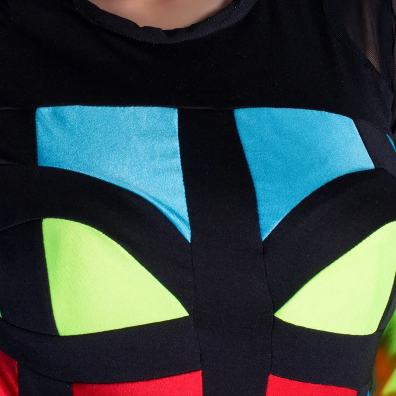 Женский сексуальный неоновый комбинезон в стиле пэчворк для диджея современные