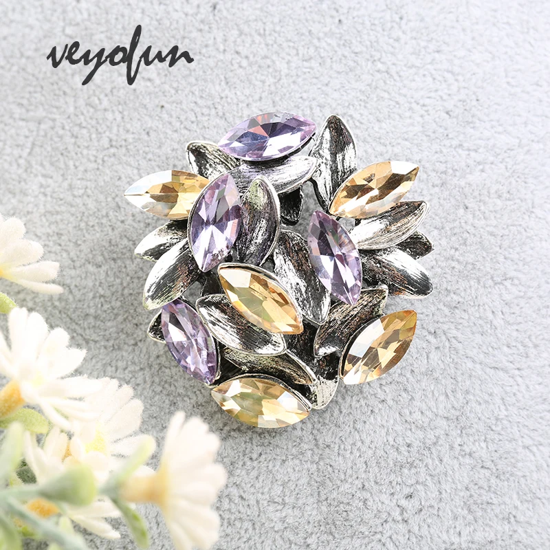 Женская Винтажная брошь Veyofun круглая с кристаллом ZA ювелирное украшение 2019 -