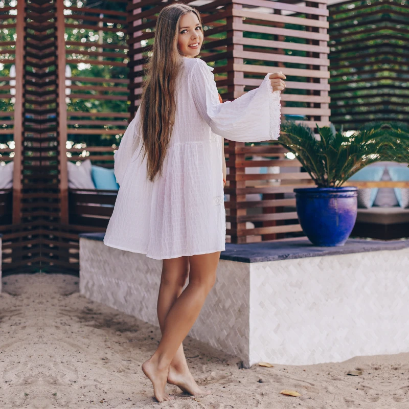 Сексуальные Прозрачные Пляжные топы бикини открытые спереди Белая Кружевная